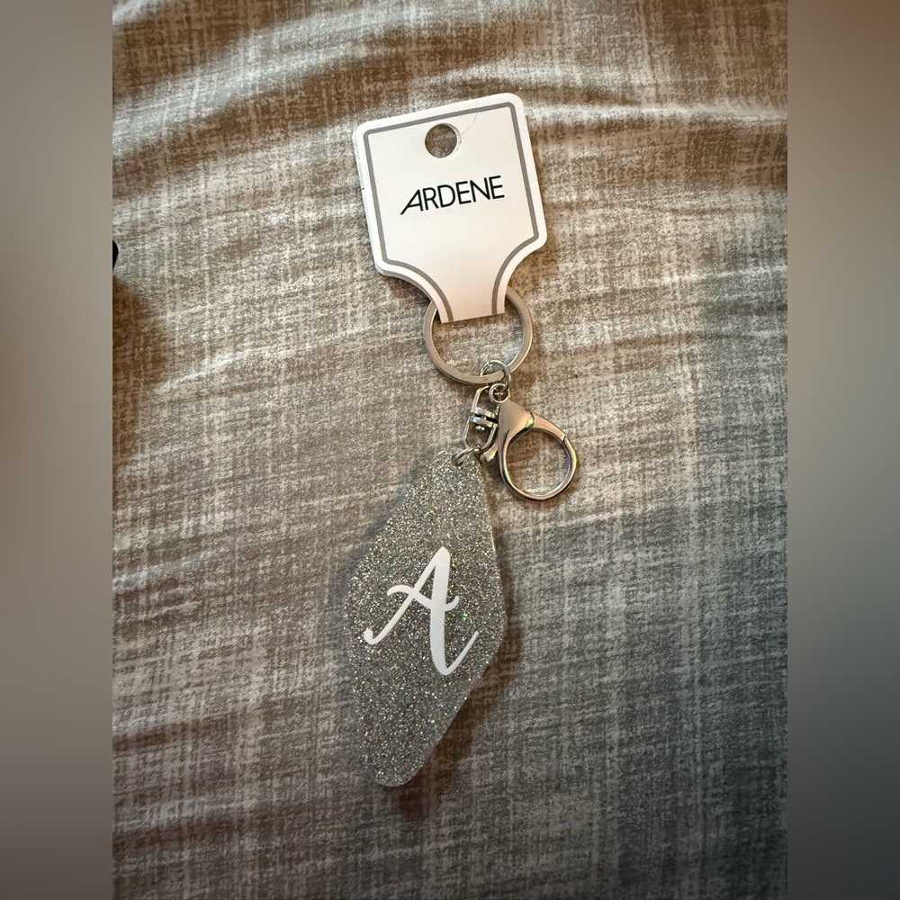 Ardene Glittery Silver Initial Keychain